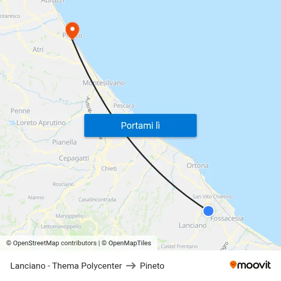 Lanciano - Thema Polycenter to Pineto map