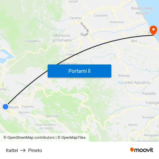 Italtel to Pineto map