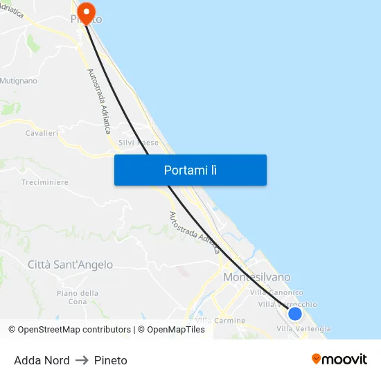 Adda Nord to Pineto map