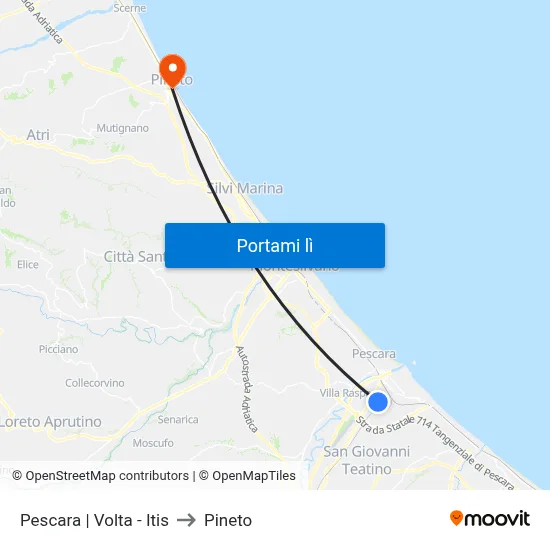 Pescara | Volta - Itis to Pineto map