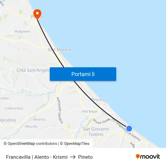Francavilla | Alento - Krismi to Pineto map