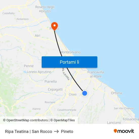 Ripa Teatina | San Rocco to Pineto map