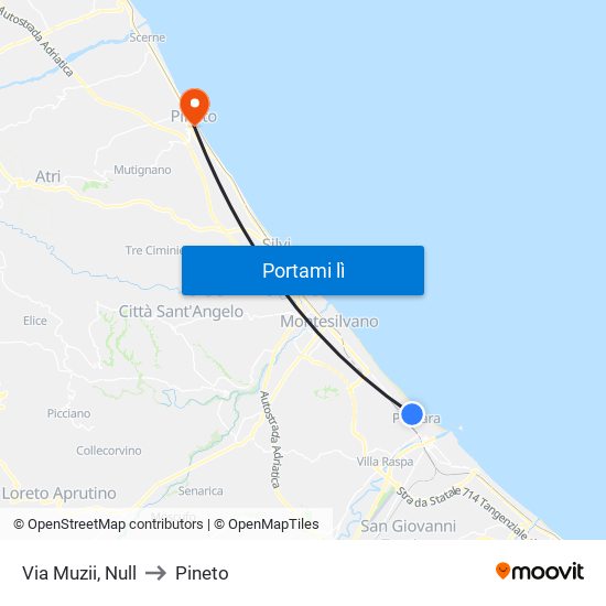 Via Muzii, Null to Pineto map