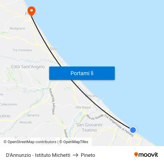 D'Annunzio - Istituto Michetti to Pineto map