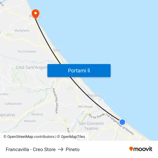 Francavilla - Creo Store to Pineto map