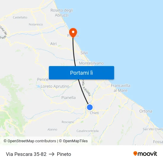 Via Pescara 35-82 to Pineto map