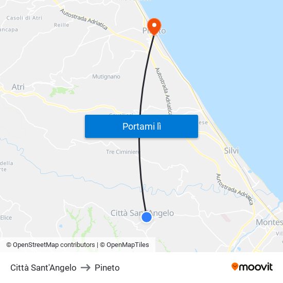 Città Sant'Angelo to Pineto map