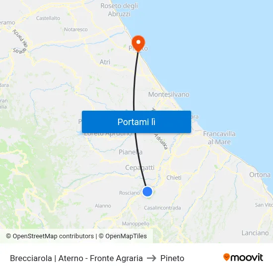 Brecciarola | Aterno - Fronte Agraria to Pineto map