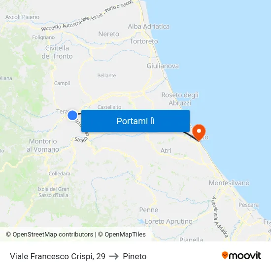 Viale Francesco Crispi, 29 to Pineto map