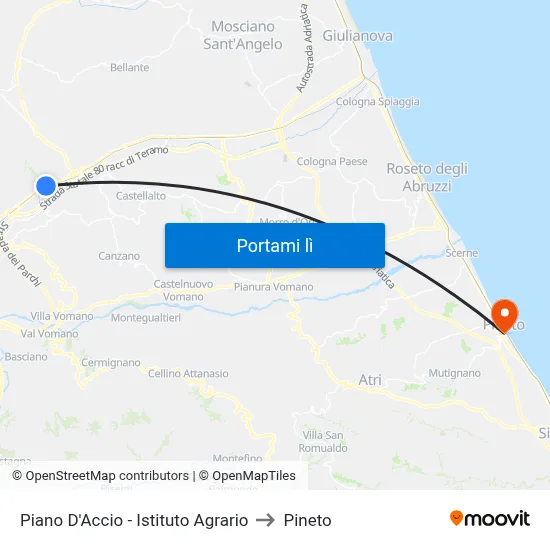 Piano D'Accio - Istituto Agrario to Pineto map