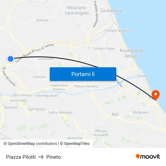 Piazza Pilotti to Pineto map