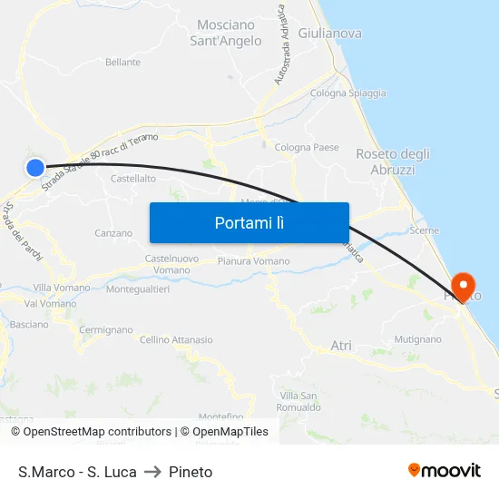 S.Marco - S. Luca to Pineto map