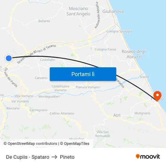 De Cupiis - Spataro to Pineto map