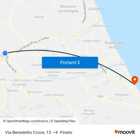 Via Benedetto Croce, 13 to Pineto map