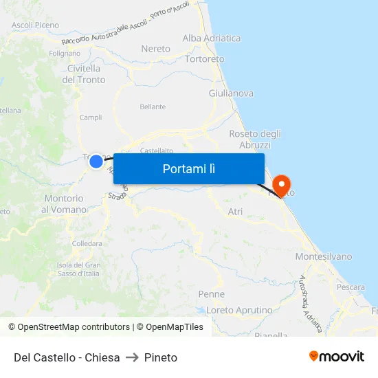 Del Castello - Chiesa to Pineto map