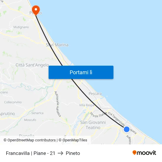 Francavilla | Piane - 21 to Pineto map