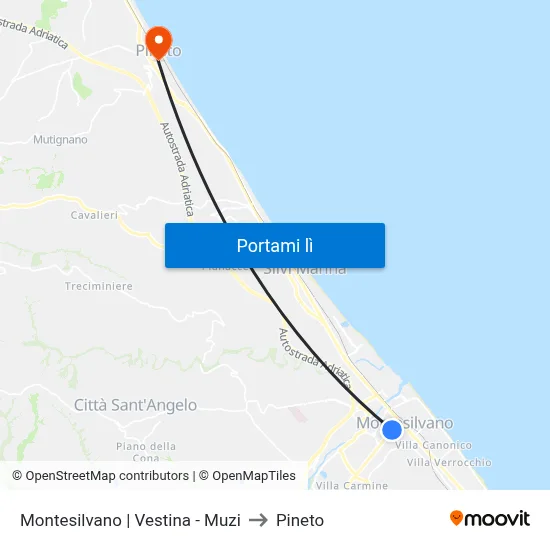 Montesilvano | Vestina - Muzi to Pineto map