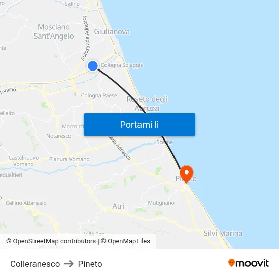 Colleranesco to Pineto map