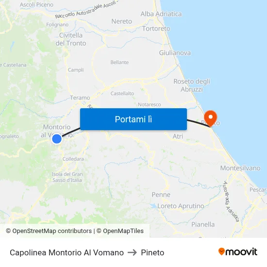 Capolinea Montorio Al Vomano to Pineto map