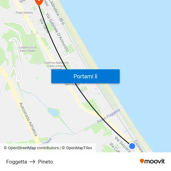 Foggetta to Pineto map