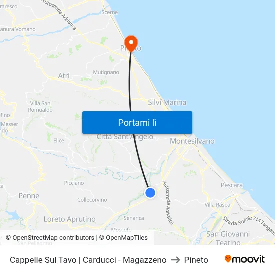 Cappelle Sul Tavo | Carducci - Magazzeno to Pineto map
