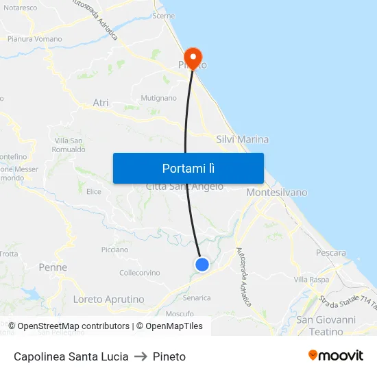 Capolinea Santa Lucia to Pineto map