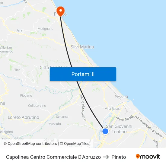 Capolinea Centro Commerciale D'Abruzzo to Pineto map