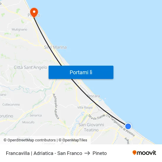 Francavilla | Adriatica - San Franco to Pineto map