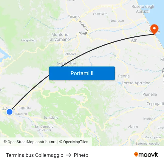 Terminalbus Collemaggio to Pineto map