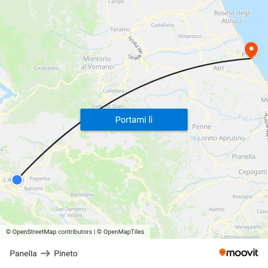 Panella to Pineto map