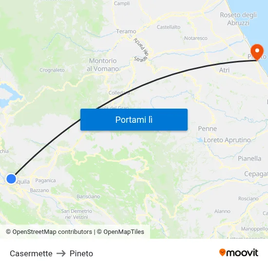Casermette to Pineto map