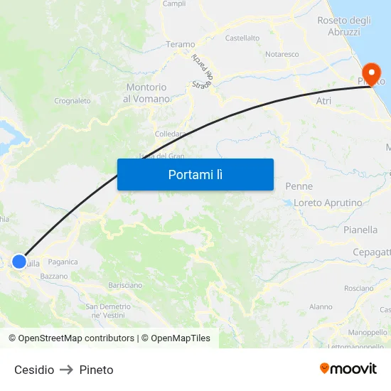 Cesidio to Pineto map