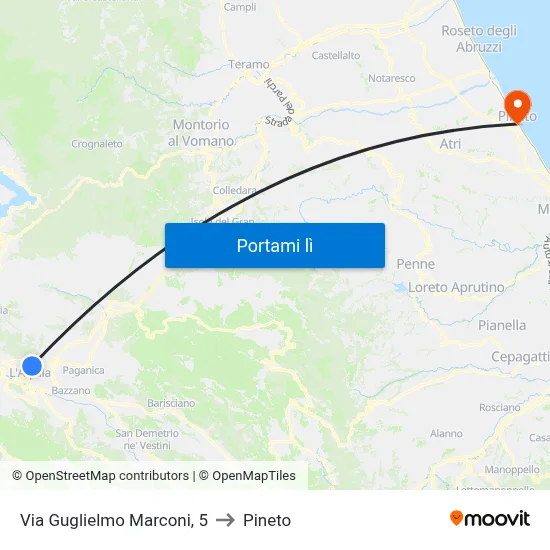 Via Guglielmo Marconi, 5 to Pineto map
