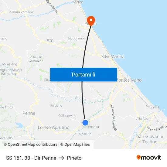 SS 151, 30 - Dir Penne to Pineto map