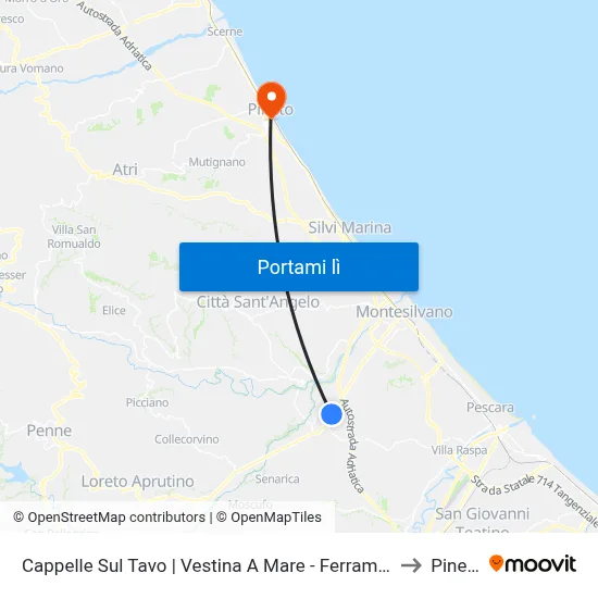Cappelle Sul Tavo | Vestina A Mare - Ferramenta to Pineto map