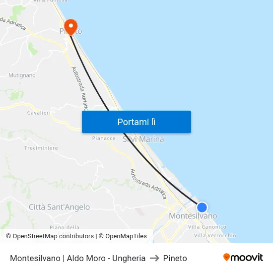 Montesilvano | Aldo Moro - Ungheria to Pineto map