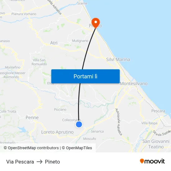 Via Pescara to Pineto map