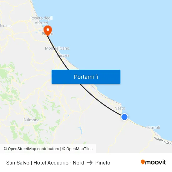San Salvo | Hotel Acquario - Nord to Pineto map