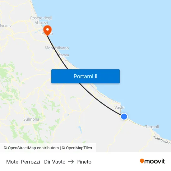 Motel Perrozzi - Dir Vasto to Pineto map