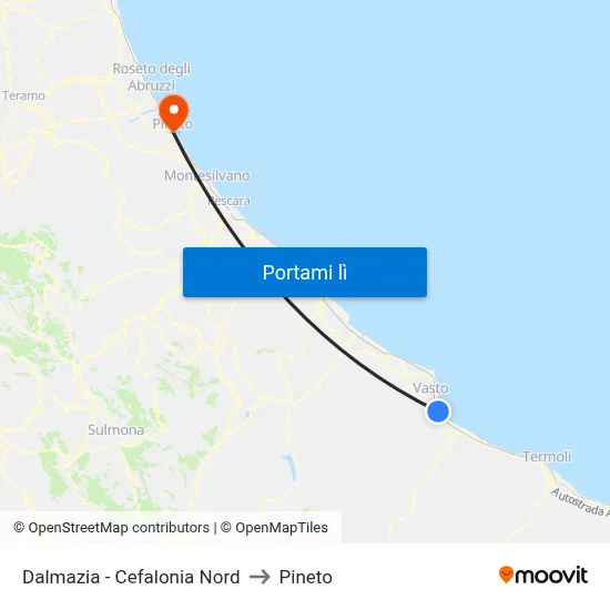 Dalmazia - Cefalonia Nord to Pineto map