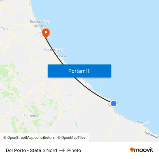 Del Porto - Statale Nord to Pineto map