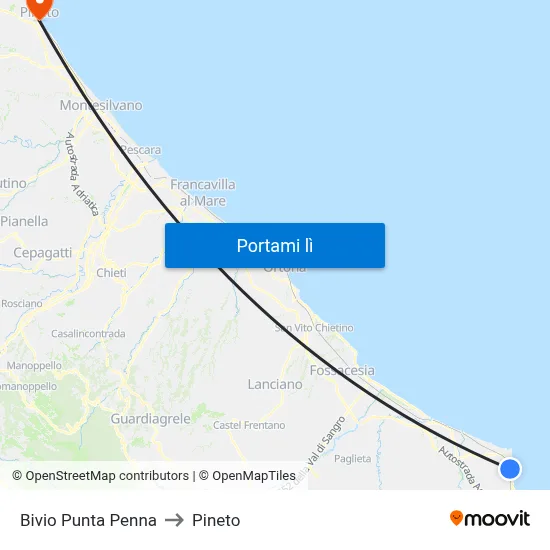 Bivio Punta Penna to Pineto map
