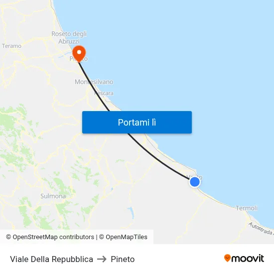 Viale Della Repubblica to Pineto map