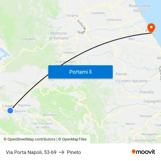 Via Porta Napoli, 53-69 to Pineto map