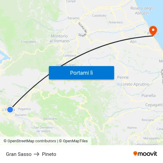 Gran Sasso to Pineto map