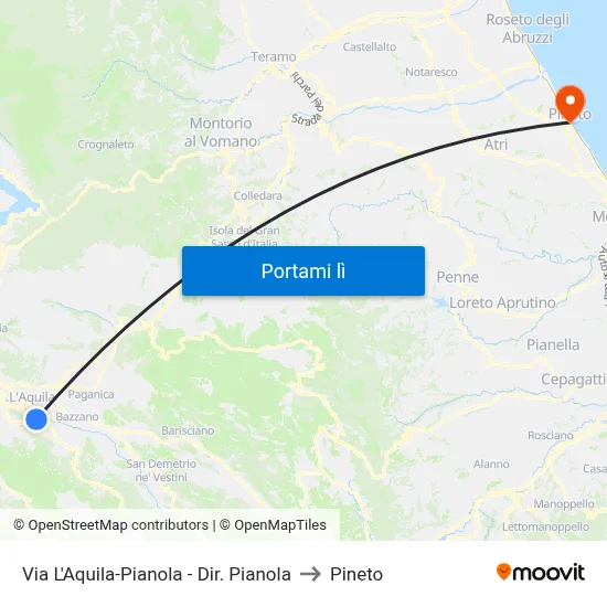 Via L'Aquila-Pianola - Dir. Pianola to Pineto map