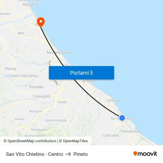 San Vito Chietino - Centro to Pineto map
