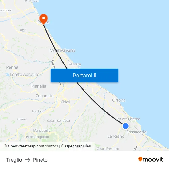 Treglio to Pineto map