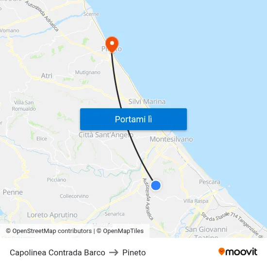 Capolinea Contrada Barco to Pineto map