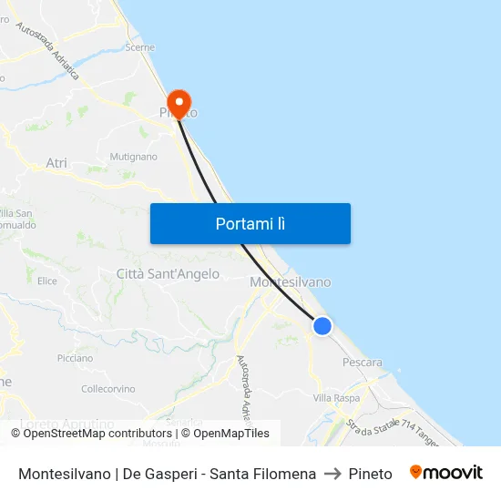 Montesilvano | De Gasperi - Santa Filomena to Pineto map